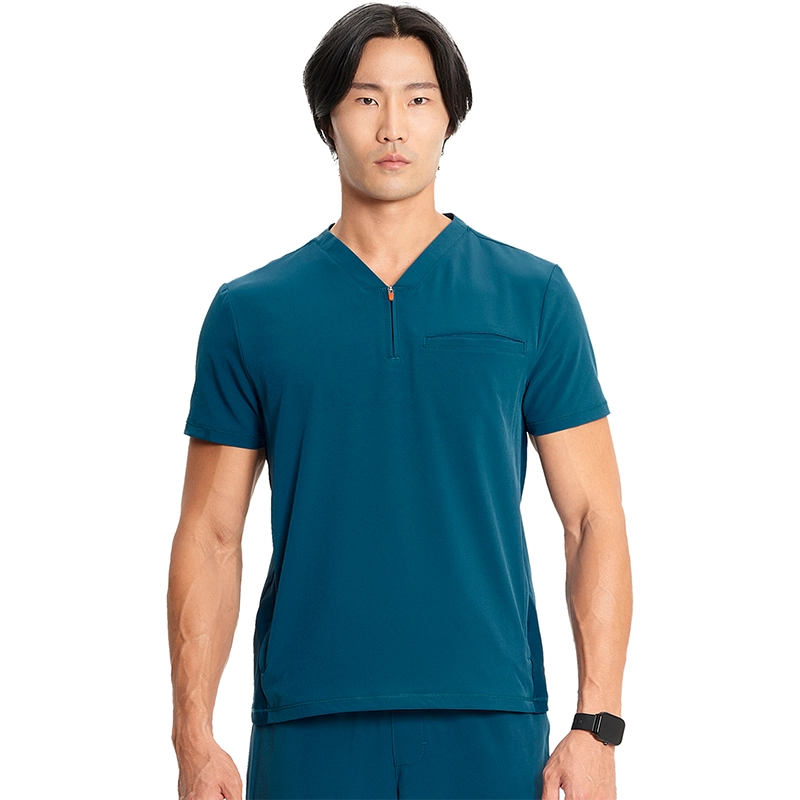 PARTIAL ZIP V-NECK TOP